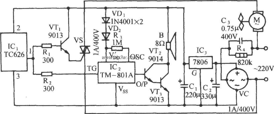 采用TC626的畜舍通风降温电路图