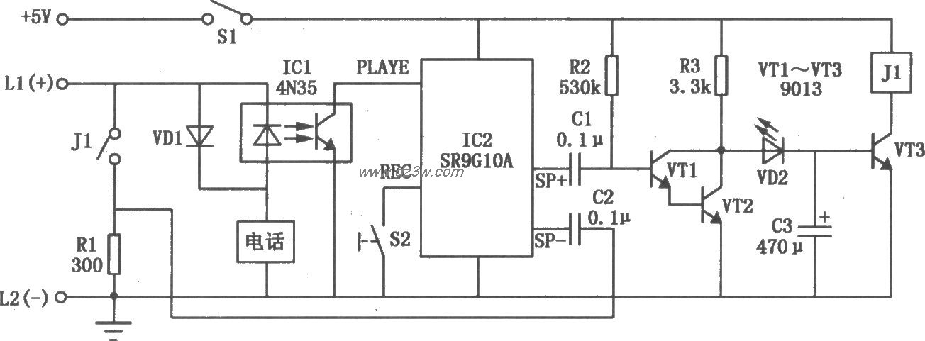 电话自动应答器电路电路图