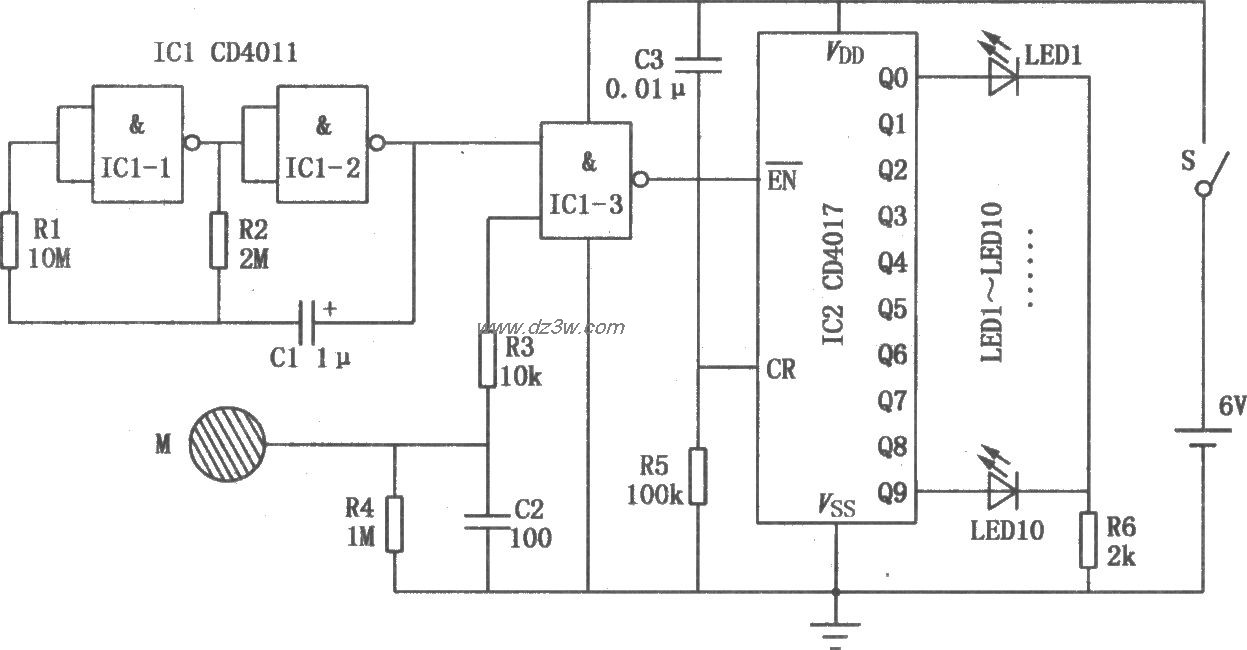 电子摇奖器电路电路图