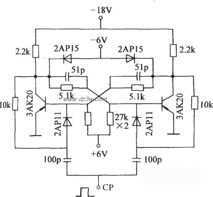 有二极管钳位的双稳态电电路图