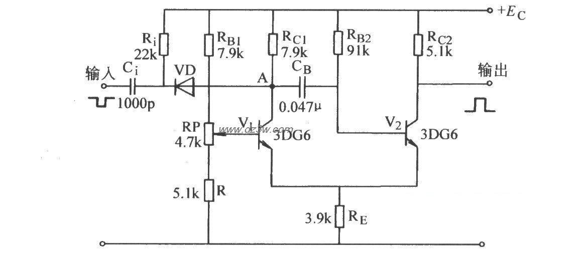 射极耦合单稳态电路电路图