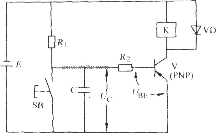 单管延时吸合继电器电路电路图
