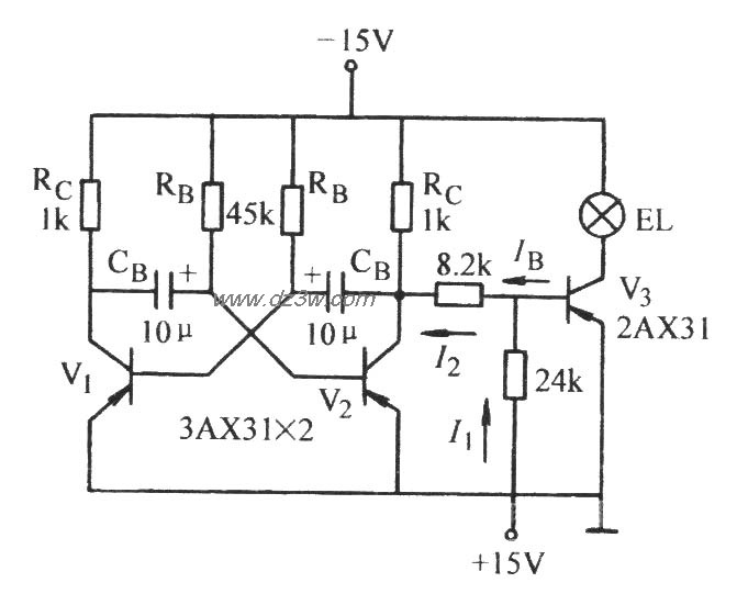 无稳态闪光电路电路图