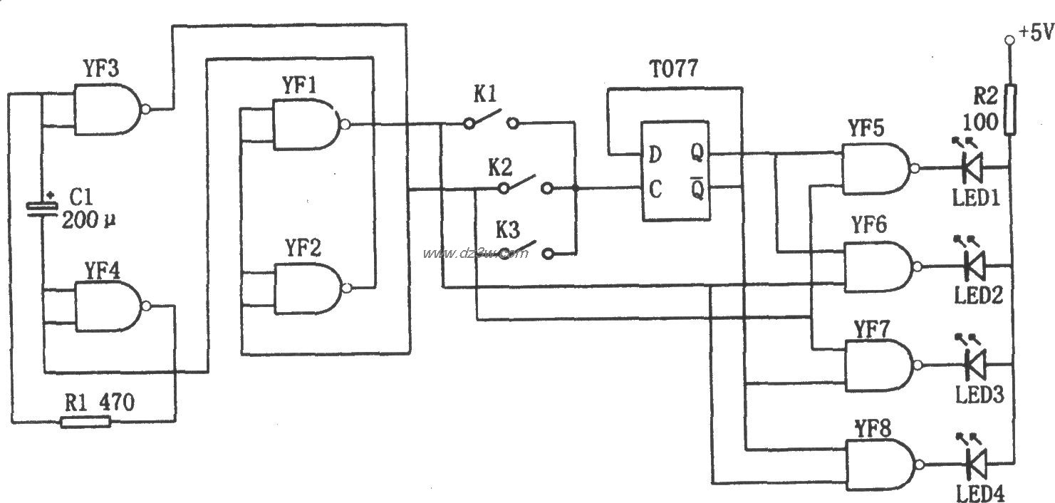 磁带运动方向显示电路电路图