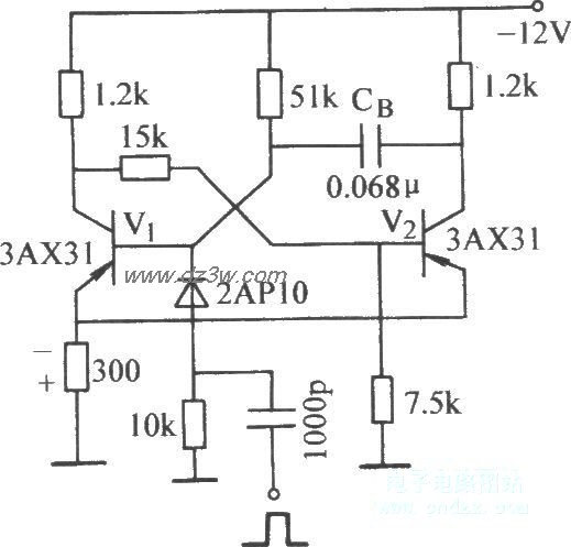具有自给偏置的单稳态电电路图