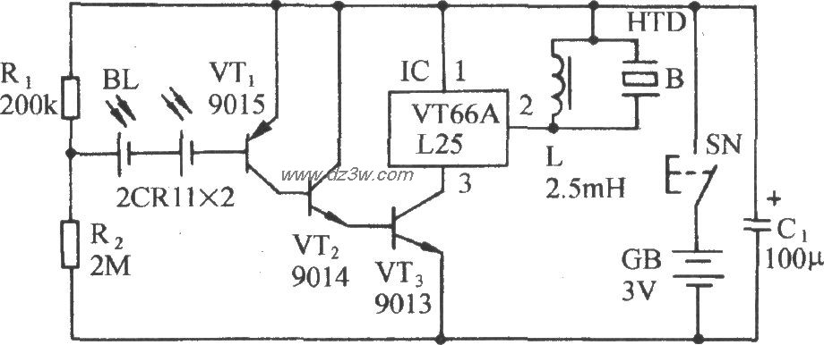 柜、屉透光乐曲报叫电路电路图
