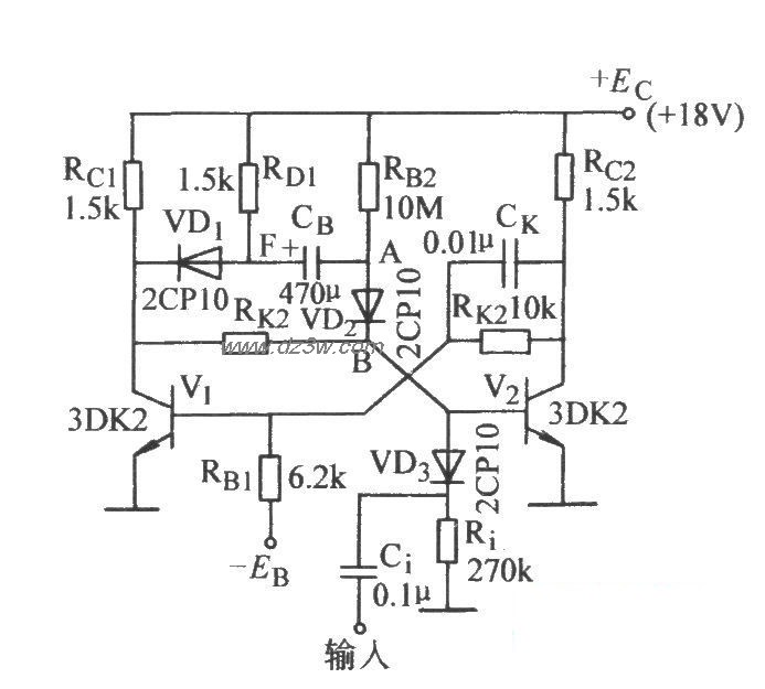 能延时很长的单稳态电路电路图