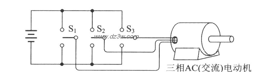 逆变器与三相电动机的连电路图