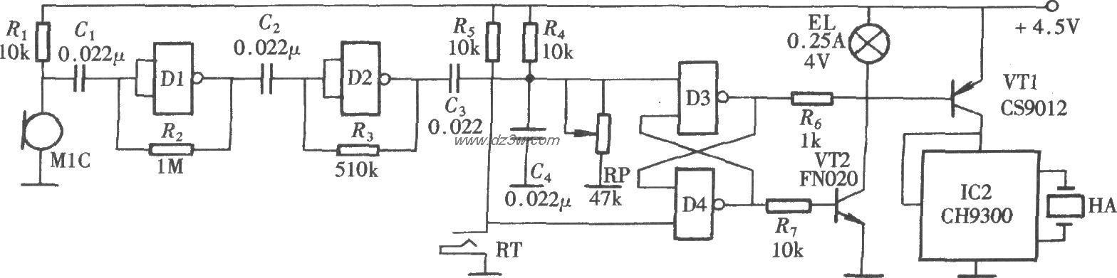 电子生日蜡烛电路电路图