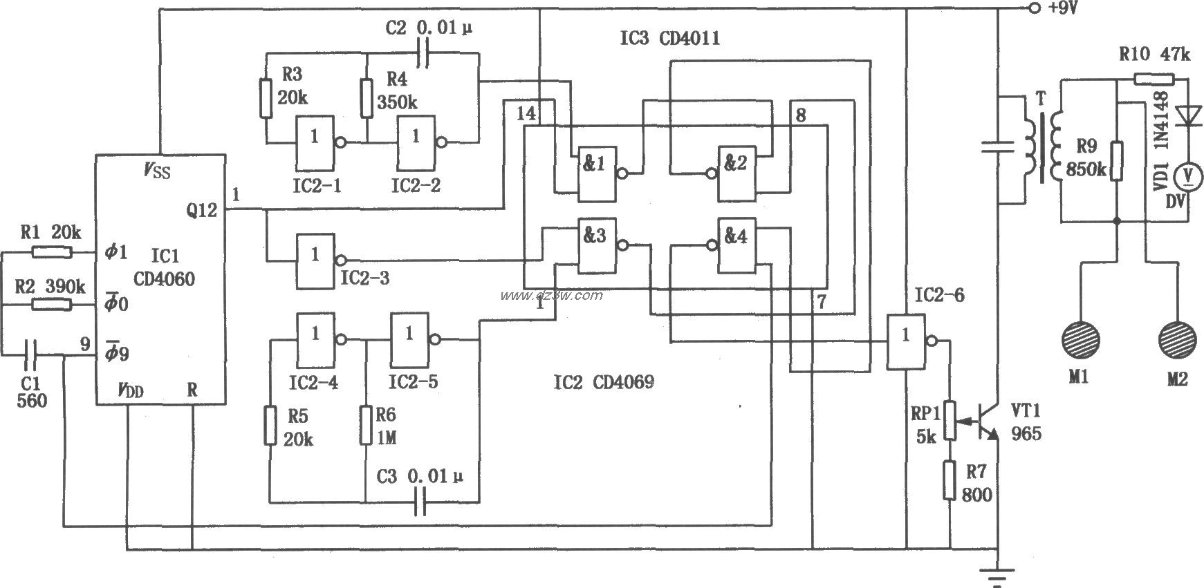 电子生物波理疗仪电路电路图