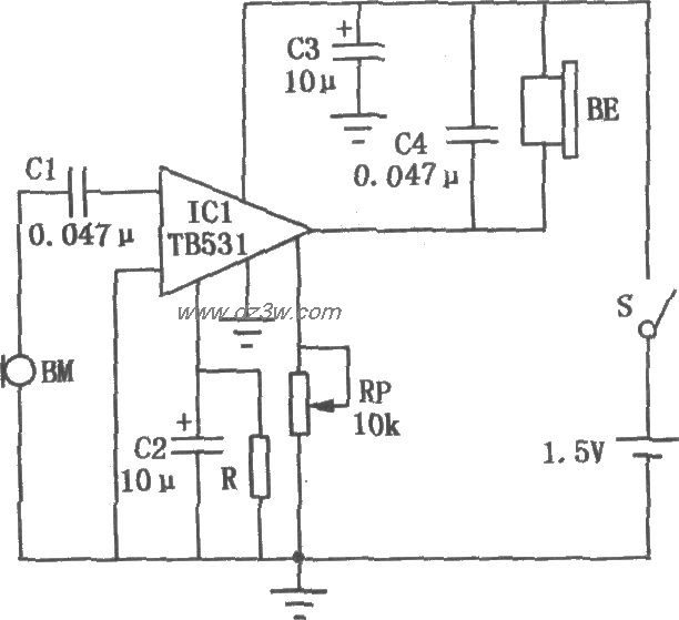 袖珍助昕器电路电路图