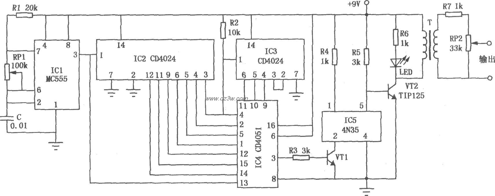 多功能理疗仪电路电路图
