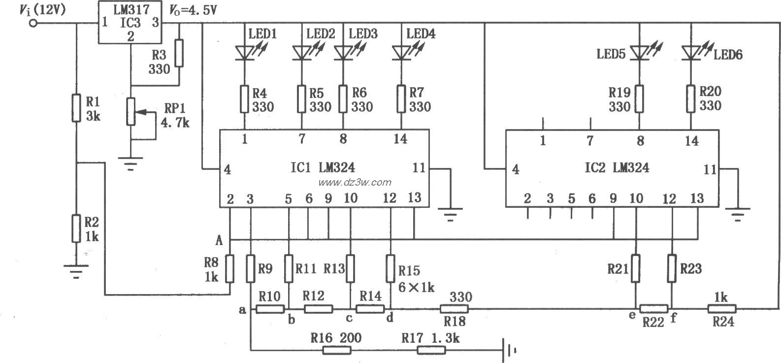 LED显示电子电压表电路图