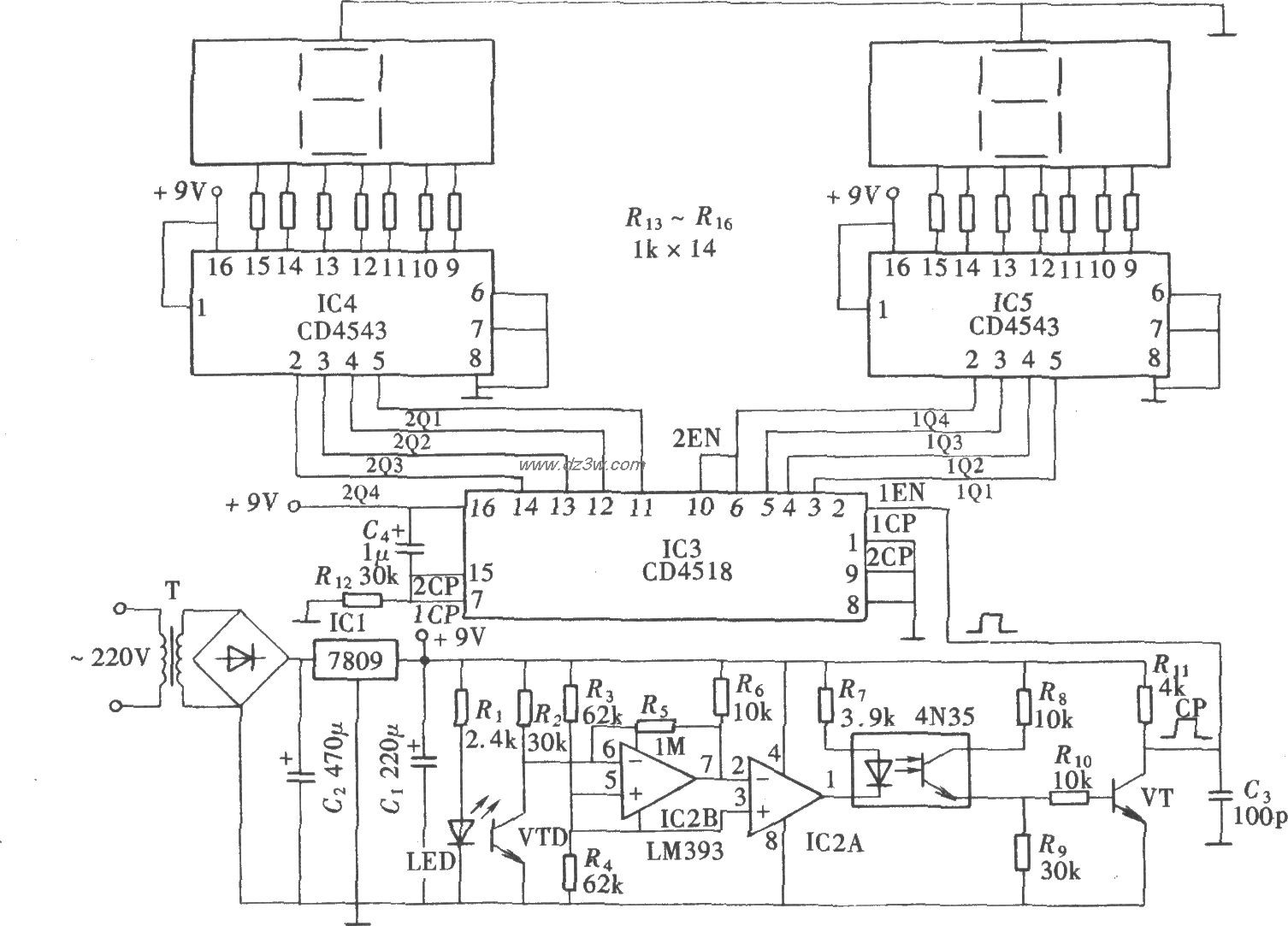 数字式光电计数器(CD451电路图