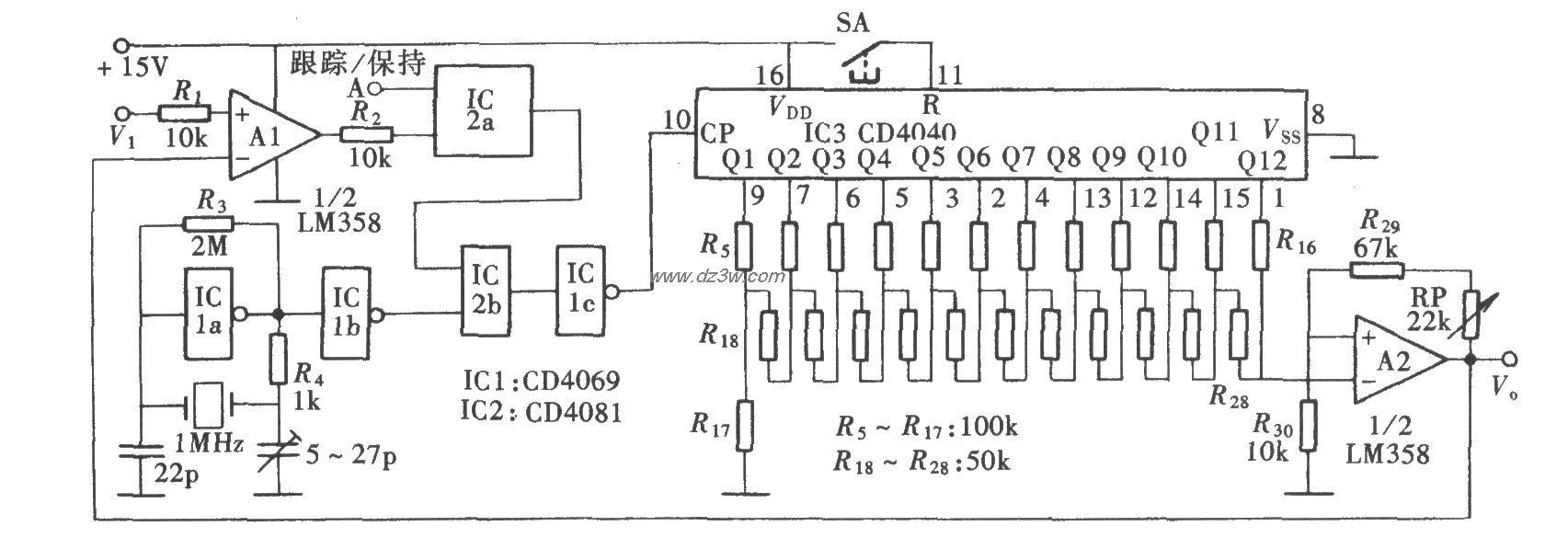 计数式峰值保持电路(CD4电路图