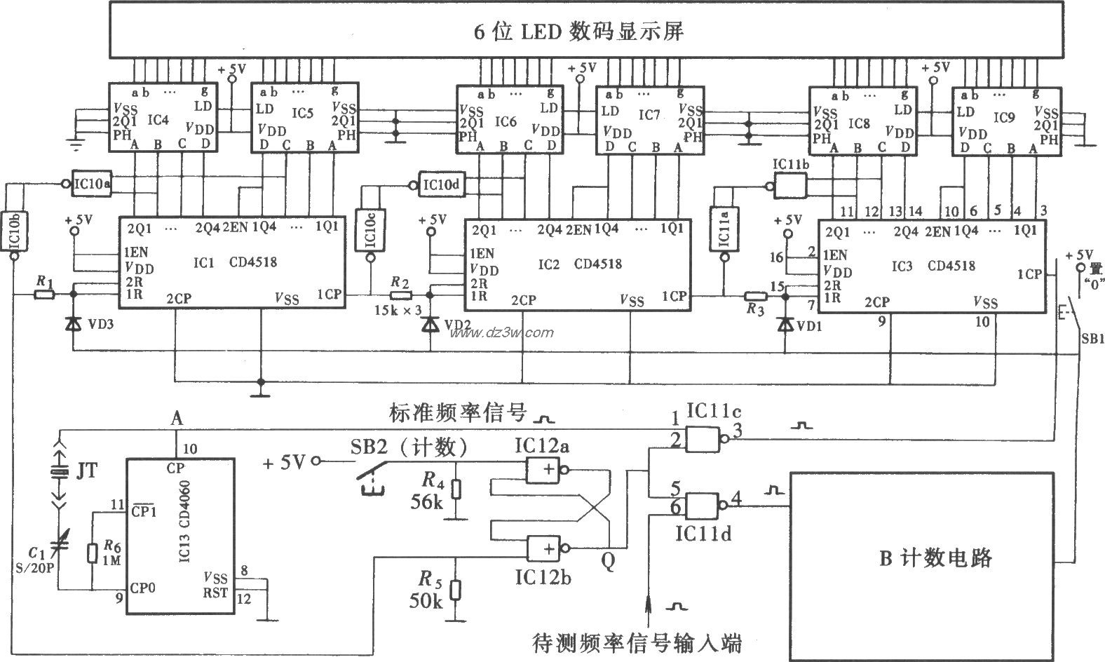 数字式电子钟表校准仪(C电路图