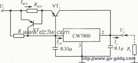 用CW7800构成的大电流输电路图