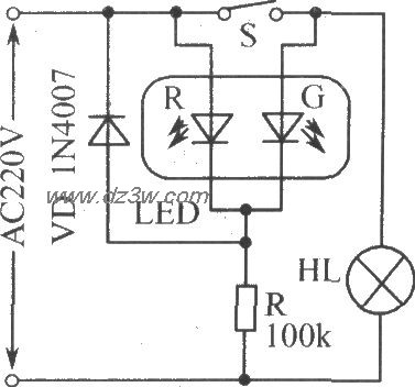 电源工作状态指示电路电路图