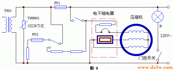 电冰箱控制电路的过压保电路图