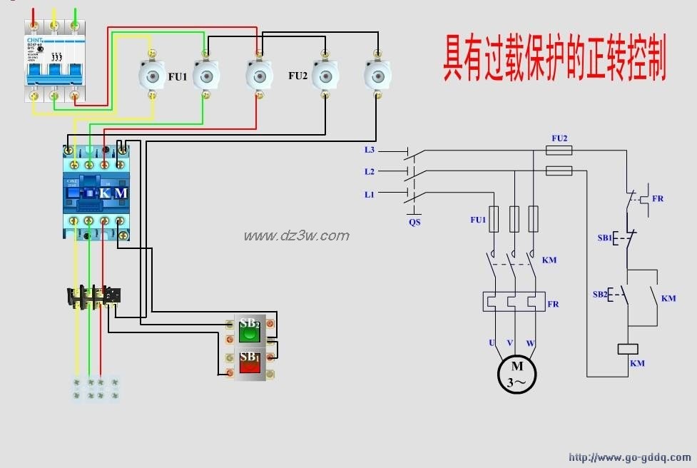 过载保护的正转控制电路电路图