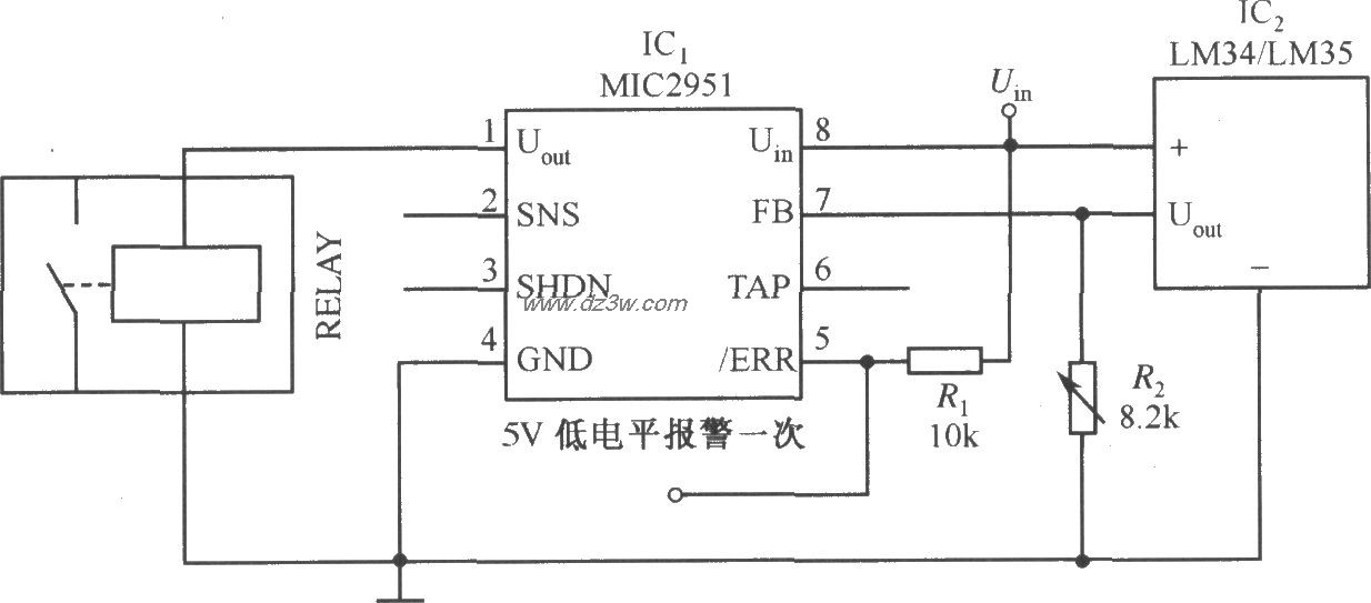MIC2951构成的过热保护系电路图
