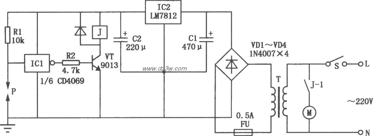 家用增压水泵保护电路电路图