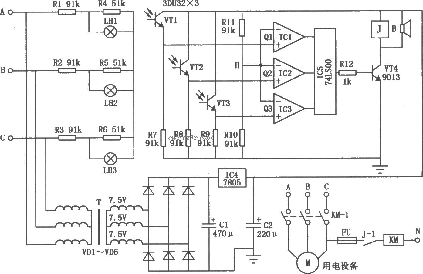 电压型光电传感式断路、电路图