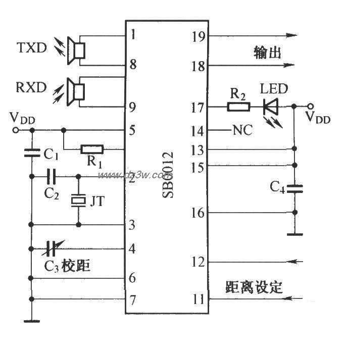 超声波汽车防撞电路电路图