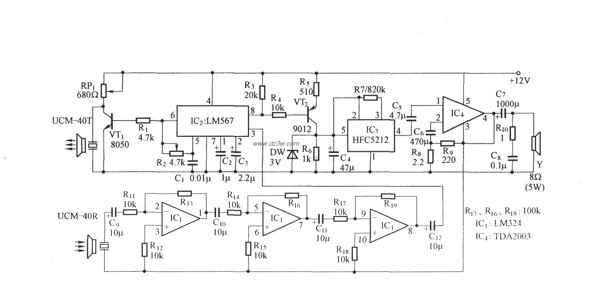 汽车防撞警示器电路图