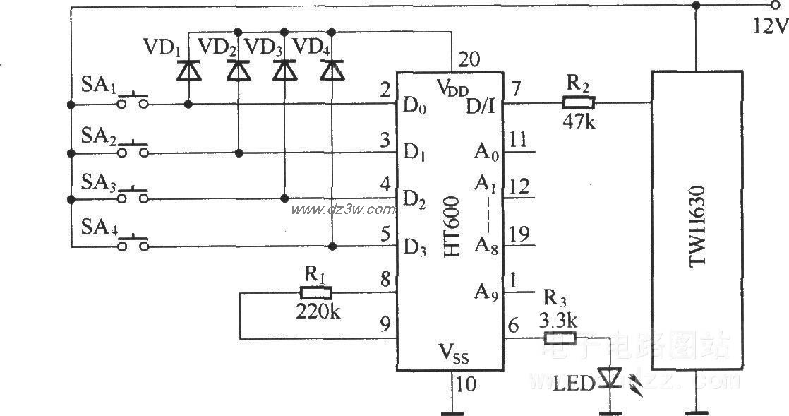 汽车中央门锁及启动系统电路图
