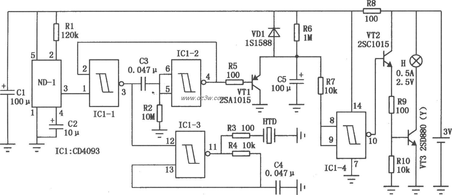 汽车振动报警器电路原理电路图