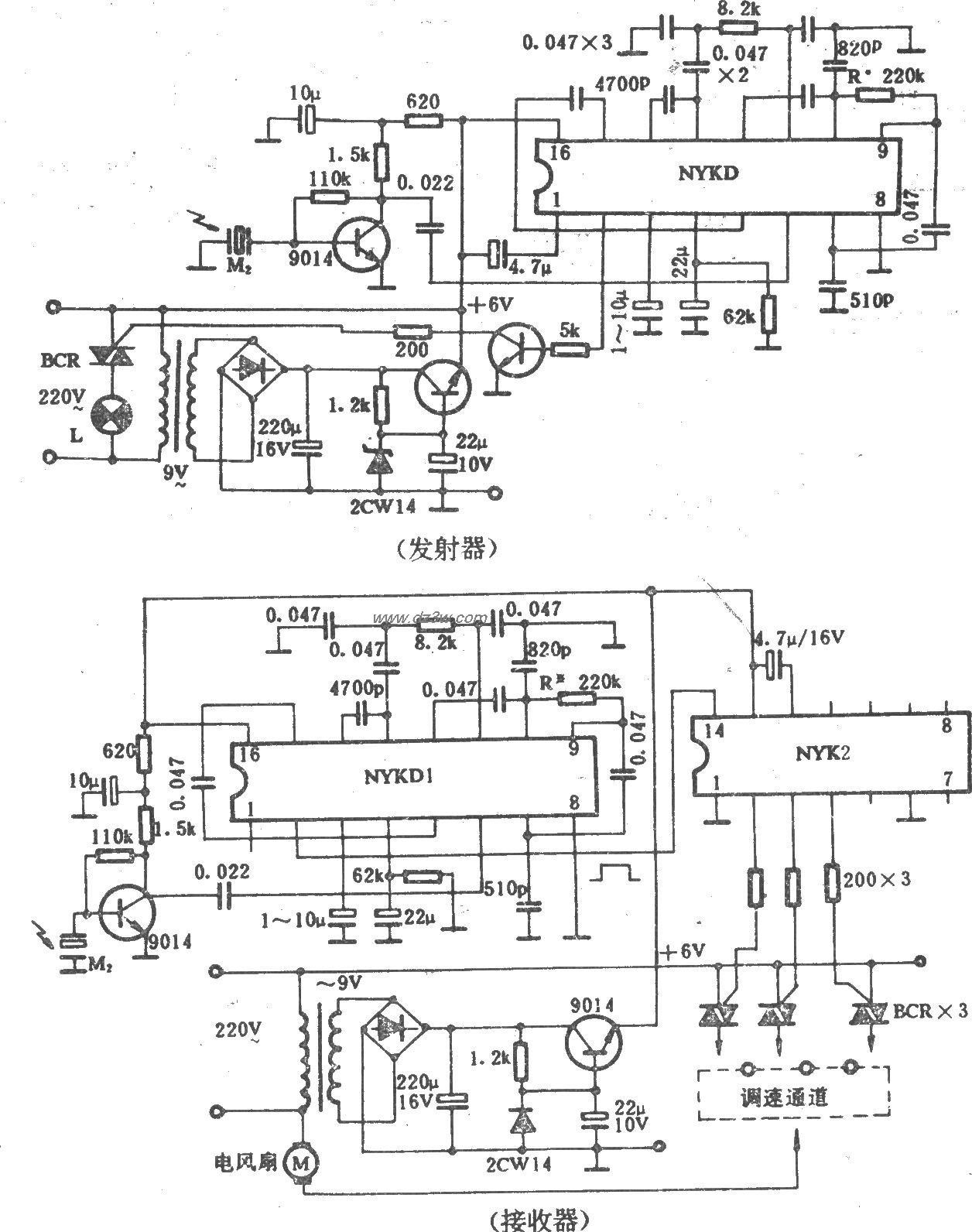 电风扇超声波遥控电路电路图