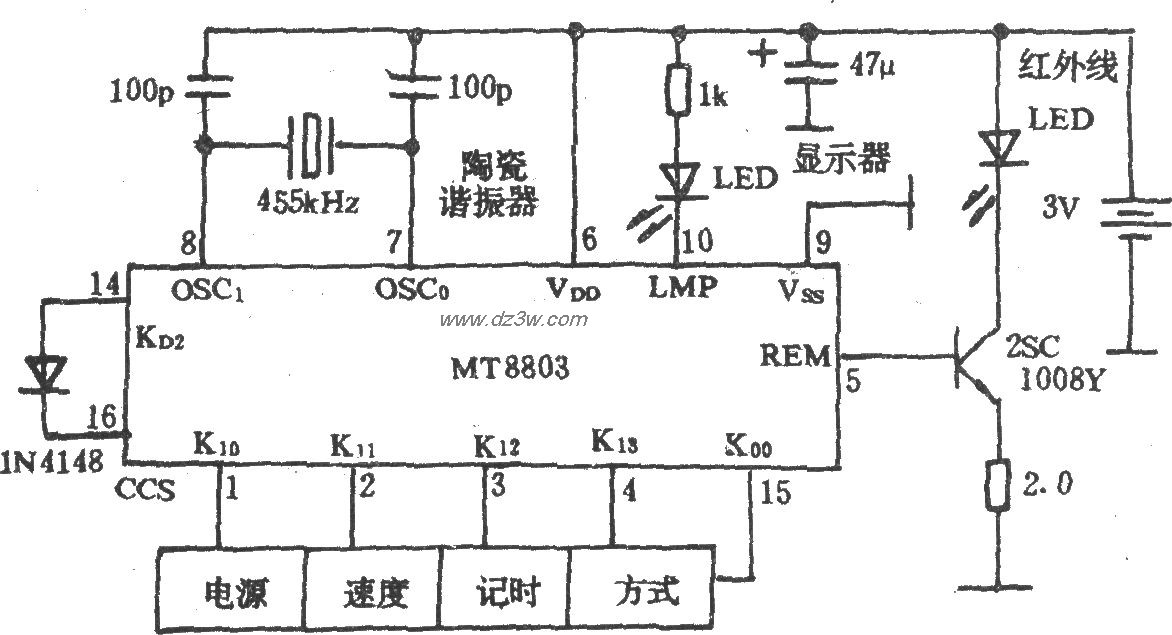 电风扇红外遥控电路(长城电路图