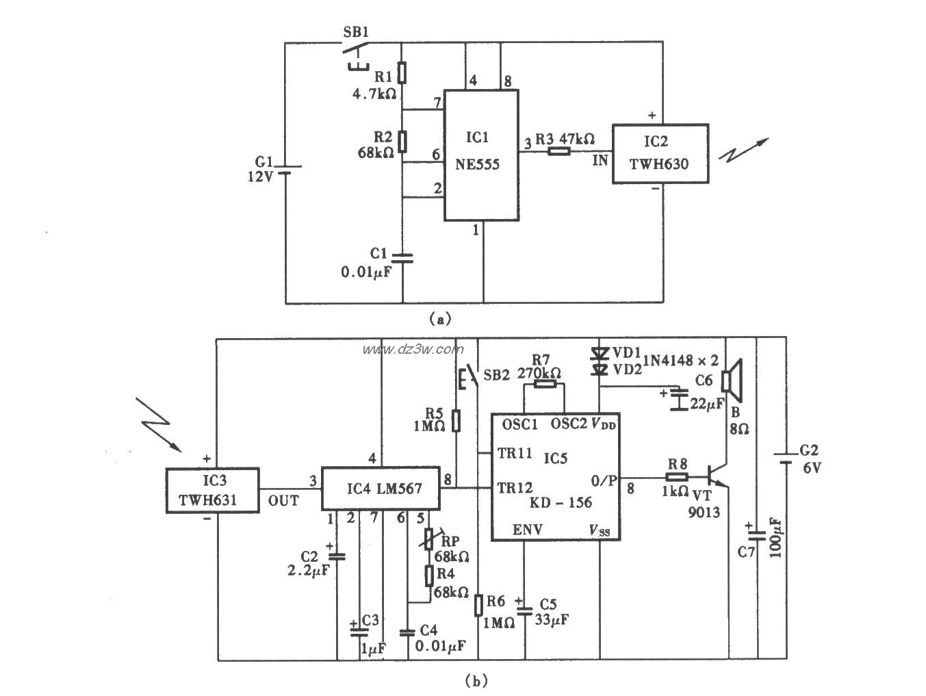 无线电遥控门铃电路电路图