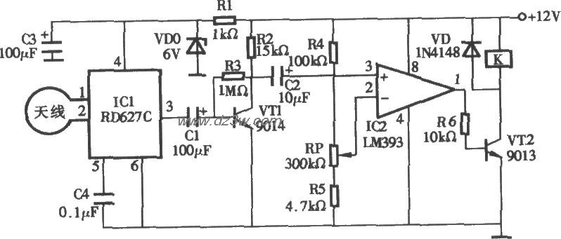 采用RD627微波探测控制电电路图