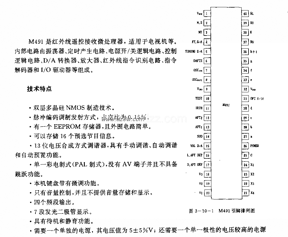 M491 (电视机)红外线遥控电路图