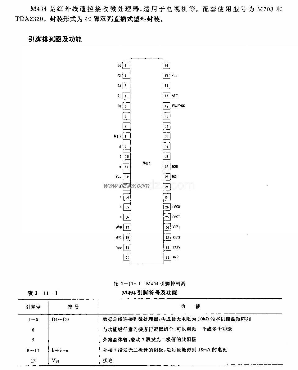 M494 (电视机)红外线遥控电路图