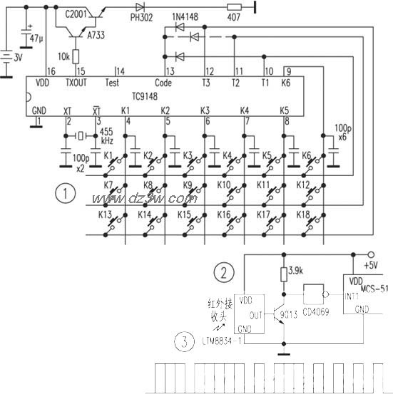 用ＴＣ９１４８遥控ＭＣ电路图