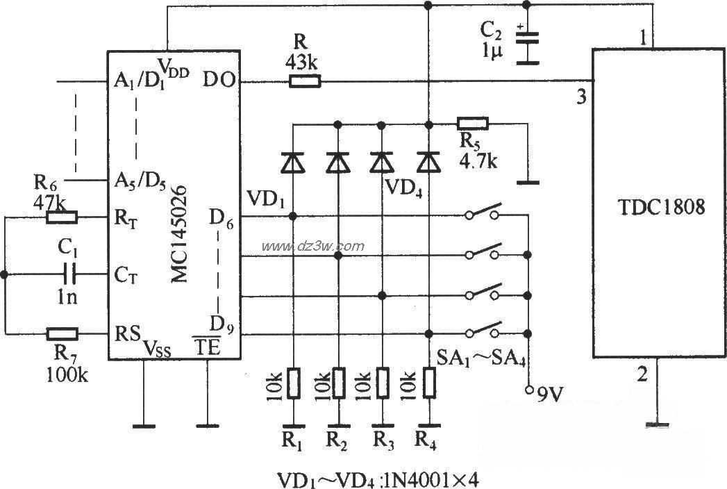 由TDC1808/TDC1809组成的电路图