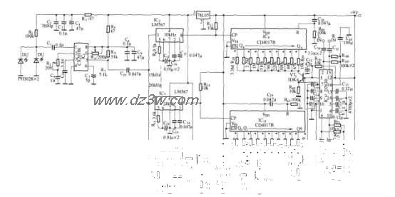 五通道音响设备遥控电路电路图