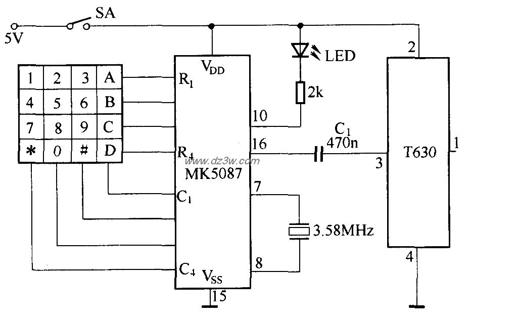 遥控密码锁电路电路图
