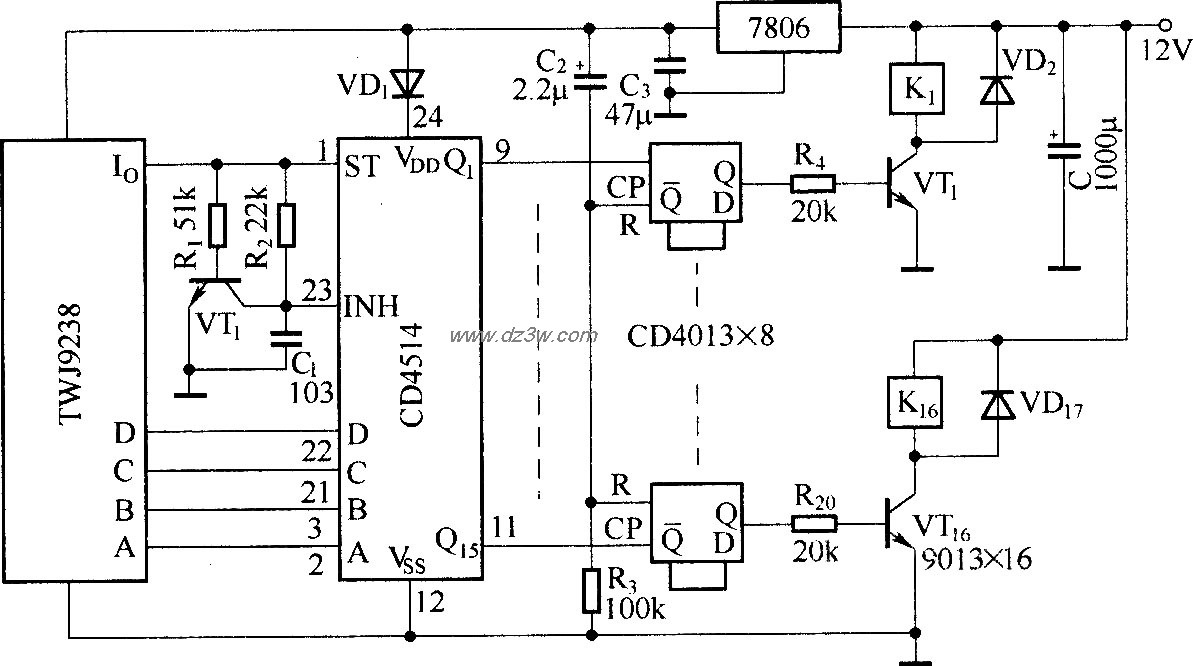 用二次译码电路组成的十电路图