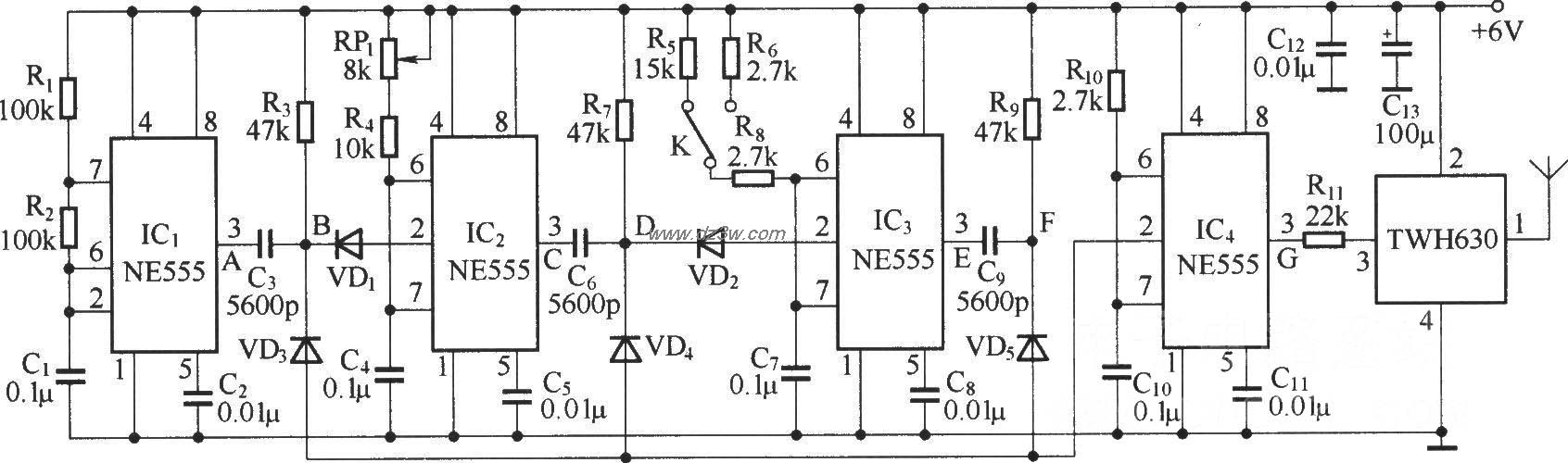 时分制比例遥控电路电路图