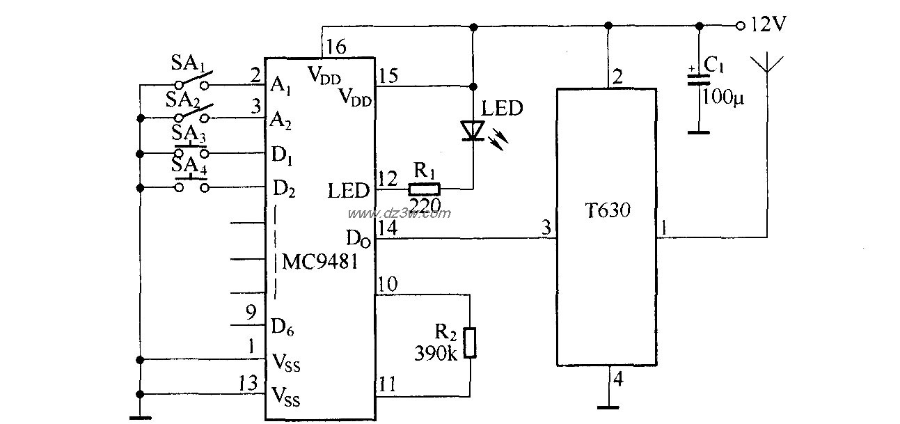遥控自动门电路电路图