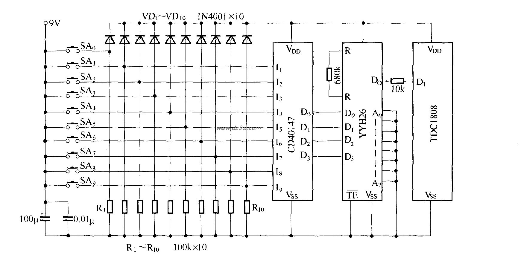 无线调速发射接收电路原电路图