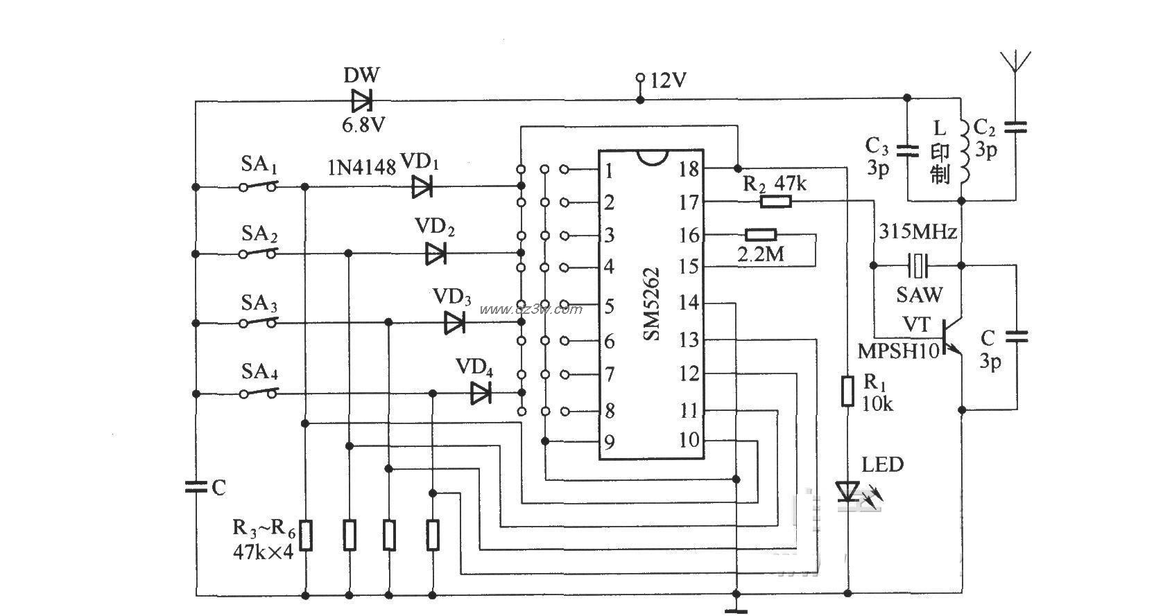 遥控发射组件CS900电路图