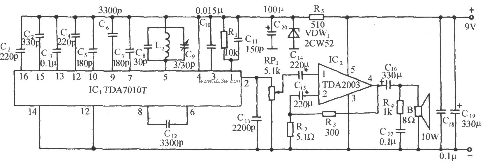 牲畜护栏断线报叫无线FM电路图