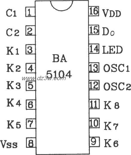 BA5104/5204红外遥控发射电路图