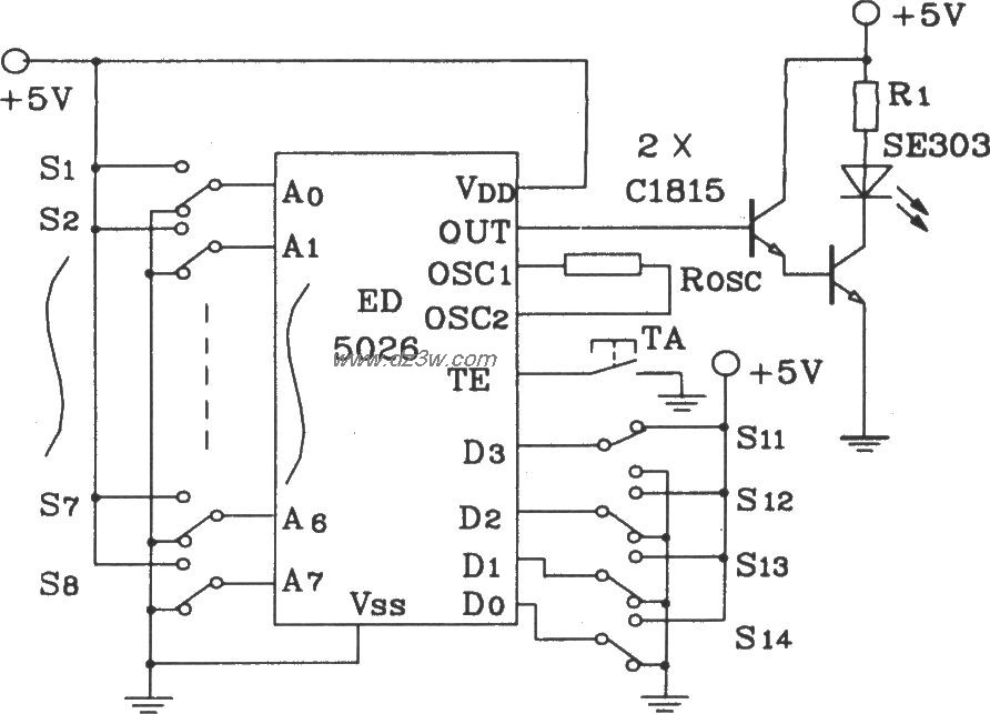 ED5026/5027构成红外遥控电路图