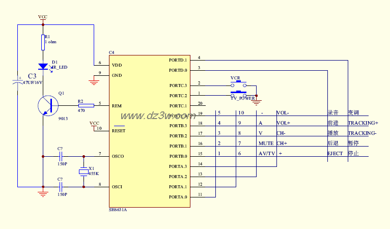 彩电遥控器电路38电路图